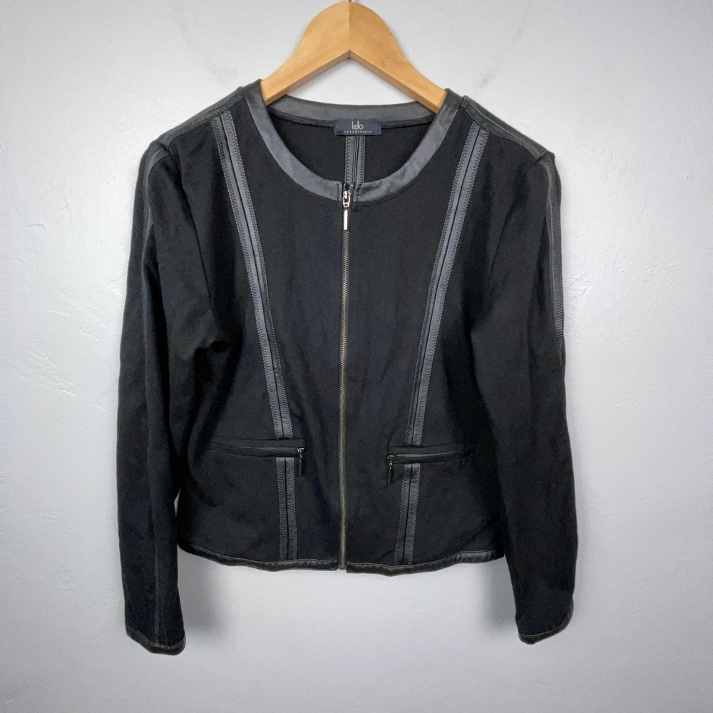 Kello Scandinavia Jacket Women EU 12 Black Faux Leather Trim Moto Y2K Goth